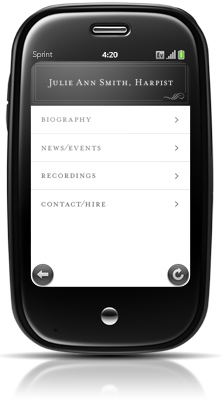 Music Web Design on Palm Pre